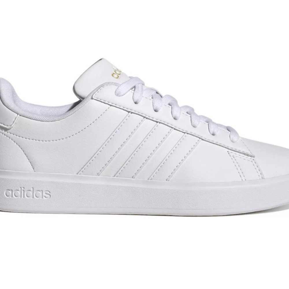 adidas White Grand Court 2.0 Sneakers with Gold Accent - Picture 3 of 12